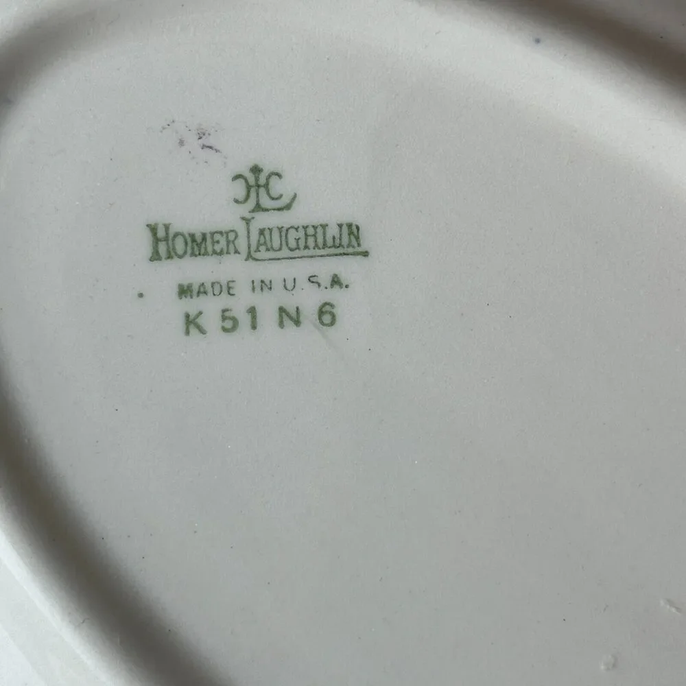 Vtg 1950s Homer Laughlin China Serving Dish Rose Gold Filigree Retro Cottage USA